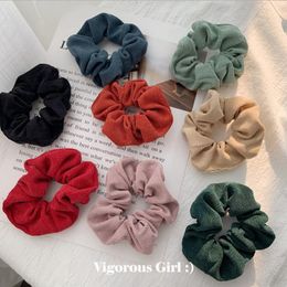 Scrunchies Hairbands Corduroy Solid Hair Bands Elastic Ring Hair Ties Rubber Band Ponytail Holder Winter Hair Accessories 8 Colours DW4707
