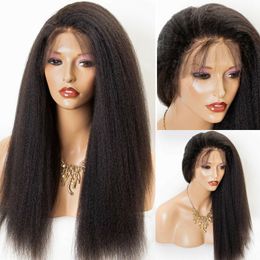 360 Lace Frontal Human Hair Wig Pre Plucked Hairline Yaki Straight Brazilian Remy-Hair Wigs With Baby Hairs