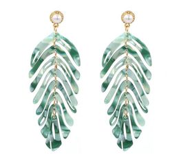 2019 new long dangle resin green leaves earrings party Jewellery accessories handmade fashion acrylic earrings for women GB1084