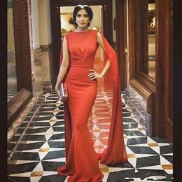 2019 NEW Hot New Red Carpet Celebrity Dresses with Long Chiffon Cape Wrap Arabic Pakistani Prom Evening Gowns Mermaid Custom Made 437