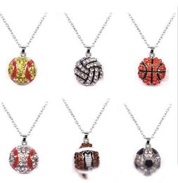 Crystal Sports Style Rhinestone tennis/baseball/basketball/volley ball/football Gym Necklace man women children Pendants Jewellery