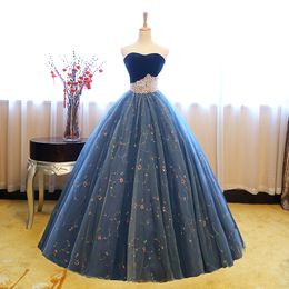 2019 Princess Embroidery Beading Ball Gown Quinceanera Dresses Tulle Plus Size Sweet 16 Dresses Debutante 15 Year Formal Party Dress BQ136