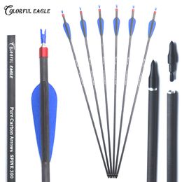 Pure Carbon Arrow 28" 30'' 31" Archery Hunting Nock Proof Carbon Arrow Steel Point 30-80lbs For Recuve & Compound Bow Arrows