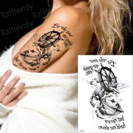 Tillfälliga tatueringar piratkopiera tatuering ankare kompass tatuering långvarig tatoo klistermärke ord 3d pojkar tatuering män arm tatuer ärmar pojkar sh190724