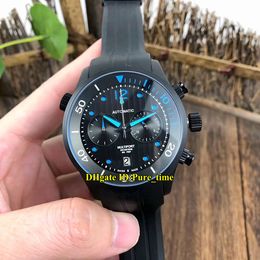 Cheap New 44mm Multifort Gent Diving Watch M005.914.37.050.00 Black Dial Miyota Quartz Chronograph Mens Watches PVD Black Steel Rubber Strap