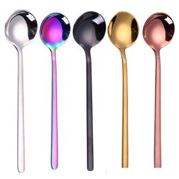 Tea Spoons Coffee Round Head Coloured Mini Spoon Stainless Steel 304 Dessert Coffee Spoon on Promotion Spoons Coffese Round Head
