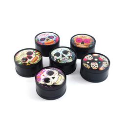 New Colourful Skull Zinc Alloy 52MM Dry Herb Tobacco Grind Spice Miller Grinder Crusher Grinding Chopped Hand Muller Cigarette Smoking Holder