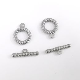 in bulk lot of 10sets screw thread Toggle Clasp Set silver Stainless steel making Jewellery findings hooks DIY clasp