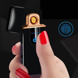 Portable Touch Screen Switch USB Rechargeable Lighter Windproof Electronic Cigarette Lighters Flameless Kitchen Lighter Xmas Best Gift Best quality