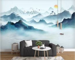 beibehang Wall wallpaper 3d Customized modern minimalist Chinese ink landscape TV background wall 3d wallpaper home decor mural