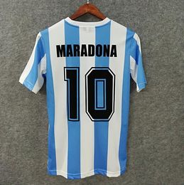 -1986 Argentina Retro Soccer Jerseys Numero nome personalizzato Maradona 10 Enrique 12 Batista 2 Camicie da calcio Font di Velvet 3D Qualità