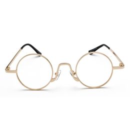 Wholesale- frame men vintage 2019 gold retro round circle metal frame eyeglasses decoration nerd