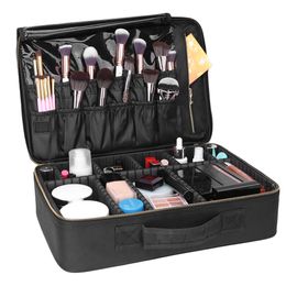 -Professionale tessuto di Oxford Cosmetics Cosmetic Bag con Makeup Artist borsa da viaggio di immagazzinaggio cosmetico di caso US Transportation Black-L