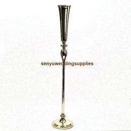 New style Wedding Gold Trumpet Flower Vase Stand Centerpiece for walkway floor stand decoration senyu0437