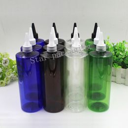 24pcs 500ml Plastic Empty Plastic Squeezable Pointed Cap 500ml Bottles Blue Refillable Pet Brown Plastic Bottles