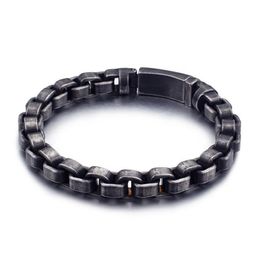 Punk Rock Matte Brush Black Stainless Steel Men Bike Chain Bracelet Vintage Jewellery Link Chain Friendship Boys Mens Biker Bracelets & Bangles