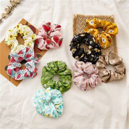 Scrunchies Stretch Headband Fruit Print Strawberry Rope Women Elastic Hair Bands Girls Hair Ties Women Hair Accessories