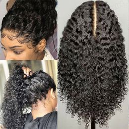 13x4 Deep Wave Frontal Wig Lace Front Human Hair Wigs For Women Water Waved 130% density Pre Plucked Brazilian Curly