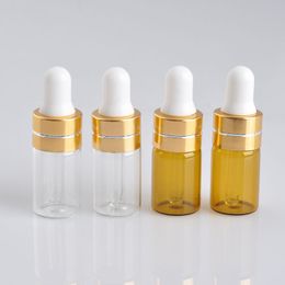 Amber Clear Essential Oil Bottles 5ml Dropper Vial with Gold Lid 2200Pcs/Lot