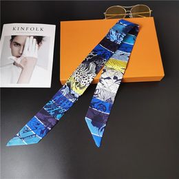 double layer simulation silk small streamer silk small streamer women scarves 90cm5cm silk small headband square scarf 566