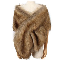 Faux Fur Coat Women Ponchos And Capes Bridal Shawl Cape Fluffy Vest Coats Women Abrigo Mujer Fourrure New Winter Coats