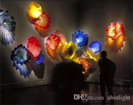 Wall Lamps Wholesale Hand Blown Plates Modern Abstract Murano Glass Arts for Home Hotel Decorative