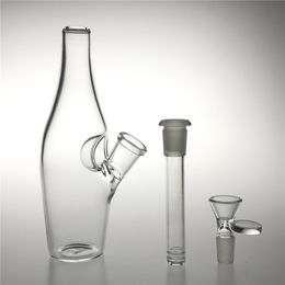 14mm Medium Glass Water Bongs with 7 Inch Hookah Bottle Female Downstem Bong Bowl Thick Recycler Beaker Rigs for Smoking Pipes