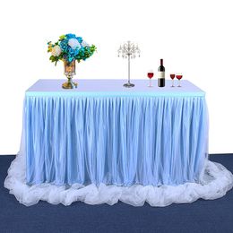 new arrival wedding tablecloth wedding table skirt wedding sign long table covers dessert tablecloth table skirts long Tulle