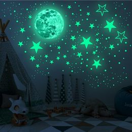 Glow in The Dark Stars Wall Stickers 435pcs Adhesive Bright and Realistic Stars and Full Moon for Starry Sky Shining Decoration for Kids