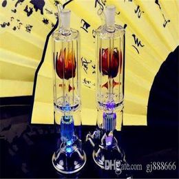 Flower Core Hookah Two Layer Layer ,Wholesale Bongs Oil Burner Pipes Water Pipes Glass Pipe Oil Rigs Smoking Free Shipping