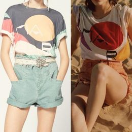 Women Colour print Art design 20ISA MAR tops tees T-shirt short sleeves lady High-quality temperament classic 3color