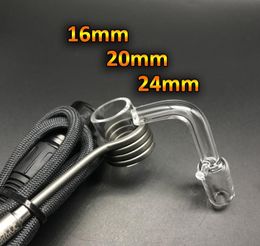 OD 16mm 20mm 24mm Smoking Quartz Enail Banger With Hook Female Male 10mm 14mm 18mm Quartz E Nail Banger Nails For Coil Heater Bongs