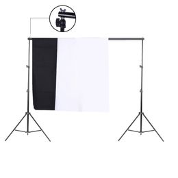 Freeshipping Photo Studio Kit Set Backdrop Stand with Storage Bag Black White Nonwoven Backdrops and Mini Clips Camera photo accessories