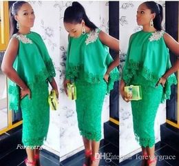 Sexy Aso Ebi Style Women Cocktail Dress Lace Tea Length Short Holiday Club Wear Homecoming Party Dress Plus Size Custom Make