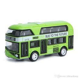 HT Diecast Alloy London Double-decker Bus, Sightseeing Car Model Toy, Pull-back, Ornament, Christmas Kid Birthday Boy Gift, Collect, 2-2