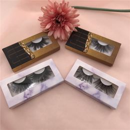 3DMink Lashes Vendor 25mm Long Dramatic Cruelty Free 3D Lashes 100% Handmade Strip Eyelashes with Holographic Marble Boxes G-EASY