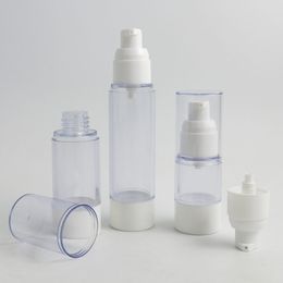 10 x 15ml 30ml 50ml Clear Airless White Pump Bottle Refillable Cosmetic Container Airless Cosmetic Essence Oil Lotion Packaging