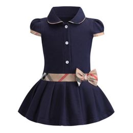 Le ragazze vestono 2019 INS Hot Styles New Summer Girl Kids Cute Bowknot Ricamo Rose Abito manica corta Bambini Elegante abito in cotone di alta qualità