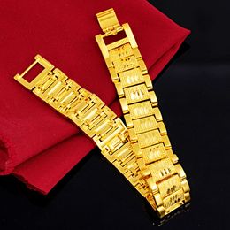 Men Bracelet Wristband Personalised Jewellery 18k Yellow Gold Filled Classic Male Solid Chain Bracelet Gift High Polished