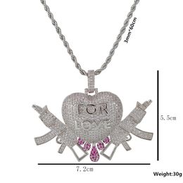 Fashion-Pendant Designer Necklace Hip Hop Jewellery Mens Diamond Chains Pendant Luxury Bling Heart Love Couple Charms Rapper Accessories