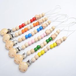 Hot sale Baby Pacifier Clip Chain Wooden Pacifier Clips Holder Chupetas Soother Pacifier Clips Leash Strap Nipple Holder Baby Feeding