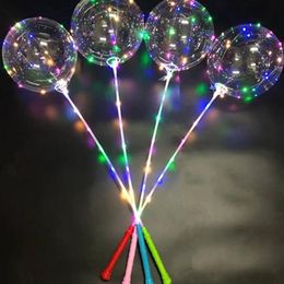Bobo Ball LED Line with Stick Handle Control Wave Ball 3M String Balloons Flashing Light Up for Wedding Birthday Party Decoration Toys