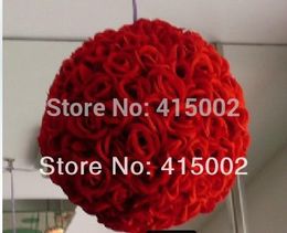 Wholesale-Free shipping 30cm*1pcs Rose kissing ball artificial silk decration flower wedding party red Colour weddng