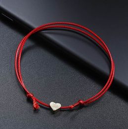 Simple Charm Bracelet black Red Colour Adjustable Rope String Leather Lucky Bracelet Heart For Women lovers bead Jewellery