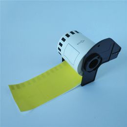 4 x Rolls Yellow Brother Compatible Labels DK 22606 DK-22606 DK22606 DK-2606 DK2606 DK 2606 thermal film labels not paper