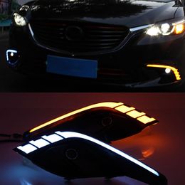 1 Pair DRL For Mazda 6 Mazda6 Atenza 2016 2017 2018 LED Daytime Running Lights Daylight with yellow turn signal