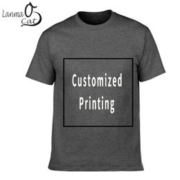 Lanmaocat Men Cotton T Shirt Custom Text Personalised T-shirts Custom Print Logo Men Shirts Sleeve Logo Printed Free Shipping Y19060601