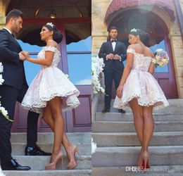 light pink lace homecoming dresses UK - White Short Homecoming Dresses Lace Appliqued Light Pink Off the Shoulder Mini Cocktail Dress Prom Party Gowns