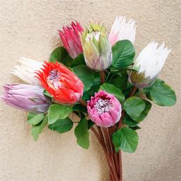 Fake Single Stem Protea Flower 22" Length Simulation Proteas Cynaroides for Wedding Home Decorative Artificial Flowers 8 Colors Available