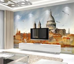 Custom Photo Wallpaper 3d European-Style Hand-Painted Ink Ancient Architecture Landscape Living Room Bedroom Background Wall Decoration Wal